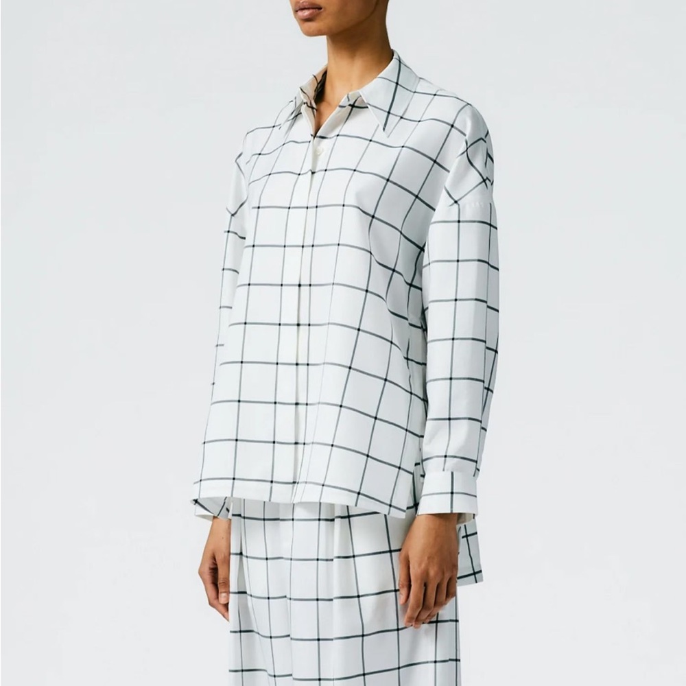 Tibi Windowpane Techy Twill Oversized Gabe Shirt - Picture 4 of 8